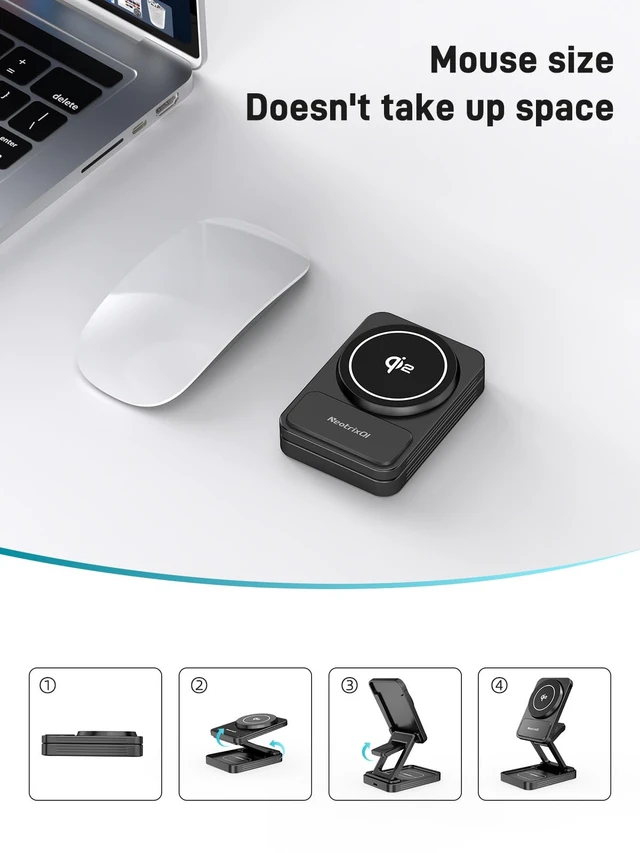 Alt view image 6 of 7 - Magnetic Wireless Charger for Samsung, Qi2 Aluminum Alloy Charging Station | for Samsung Galaxy S26 Ultra/Z Fold7/Flip7/Buds4, Foldable Travel Watch Charger for Galaxy Watch Ultra/8 (Adapter Included)