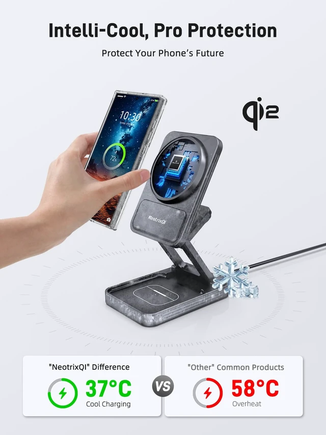 Alt view image 5 of 7 - Magnetic Wireless Charger for Samsung, Qi2 Aluminum Alloy Charging Station | for Samsung Galaxy S26 Ultra/Z Fold7/Flip7/Buds4, Foldable Travel Watch Charger for Galaxy Watch Ultra/8 (Adapter Included)