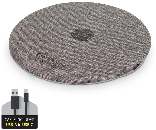 Main image of POWERPEAK Wireless Fast Charger, 15W Aluminum Fast Charging Pad, USB-A to USB-C Cable Included, Compatible with iPhone Apple & Android | Gray (Pad)