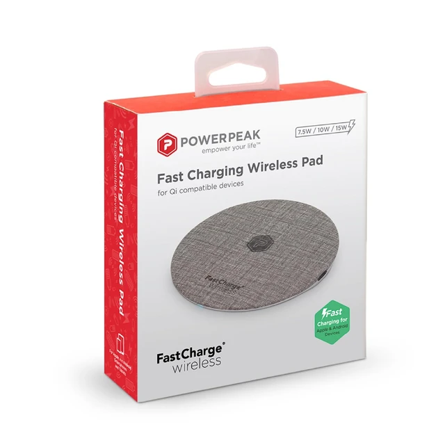 Alt view image 2 of 7 - POWERPEAK Wireless Fast Charger, 15W Aluminum Fast Charging Pad, USB-A to USB-C Cable Included, Compatible with iPhone Apple & Android | Gray (Pad)