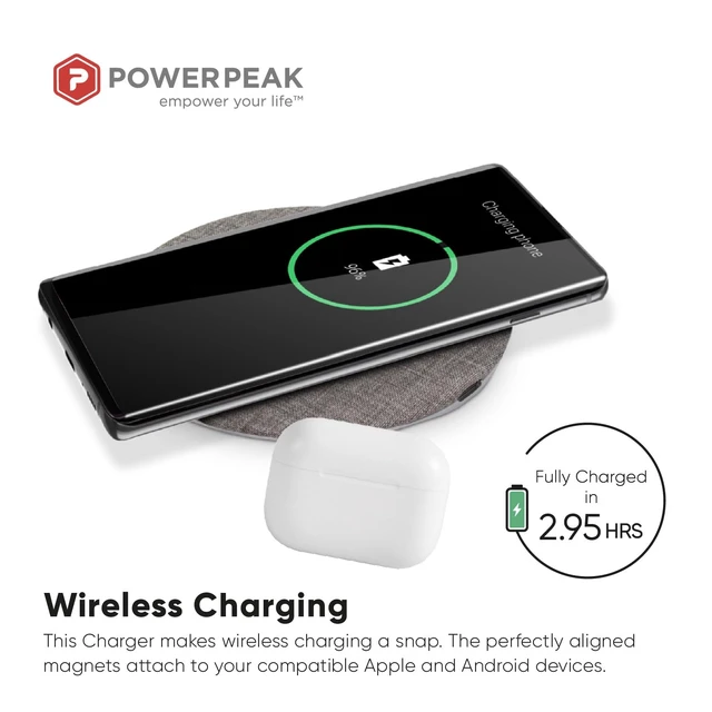 Alt view image 5 of 7 - POWERPEAK Wireless Fast Charger, 15W Aluminum Fast Charging Pad, USB-A to USB-C Cable Included, Compatible with iPhone Apple & Android | Gray (Pad)