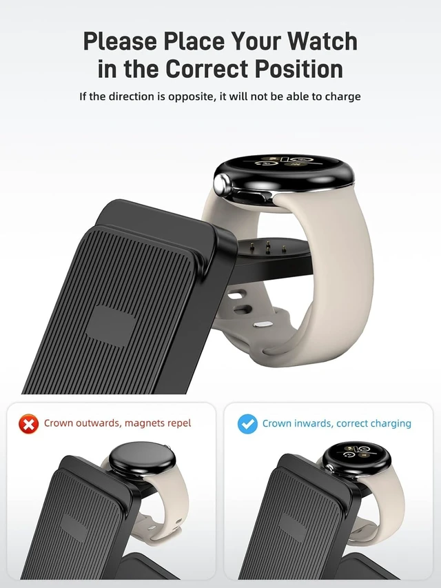 Alt view image 5 of 6 - Wireless Charger for Pixel Watch 3/2, 3 in 1 Charging Station for Google | Foldable Charger Stand for Google 10 Pro/10/9 Pro Fold/9 Pro/9/8/Pixel Buds Pro 2, (Not for Pixel Watch 4/1, With Adapter)