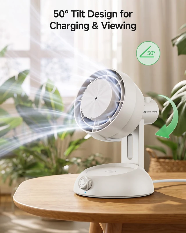 Alt view image 5 of 7 - 3-in-1 MagSafe Charger with Desk Fan, 25W for iPhone, iWatch, AirPods | 25W Magnetic Fast Charging, Desktop Table Fan, 50° Tilt-Adjustable Angle, LED Status Indicator, Multi Safety Protection