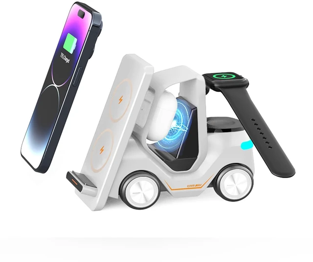 Main image of Diecallan 5-in-1 Wireless Charging Station Compatible with iPhone/Apple Watch/AirPods/Android Phones, Fast Charging & Smart Protection, All-in-One Desktop Portable Charger Dock (White)