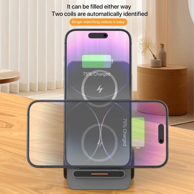 Alt view image 2 of 7 - Diecallan 5-in-1 Wireless Charging Station Compatible with iPhone/Apple Watch/AirPods/Android Phones, Fast Charging & Smart Protection, All-in-One Desktop Portable Charger Dock (White)
