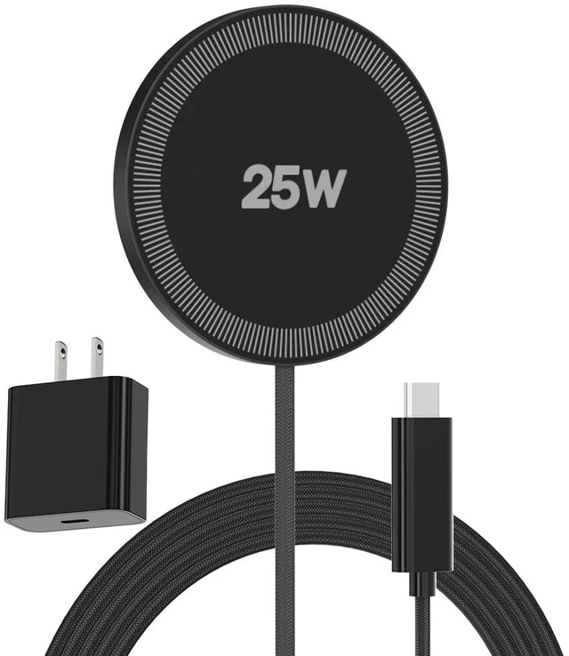 Main image of 25W Magnetic Wireless Charger for Apple MagSafe (Black-1 Pack with Adapter) | Fast Charging Pad Compatible for iPhone Duo 18 17 16 15 14 13 12 Pro Max - Portable for Travel Home Office