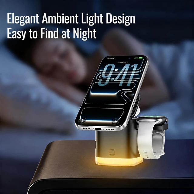 Alt view image 3 of 7 - 3-in-1 Wireless Charging Station Compatible with TEC Cooling Fan (Balck) | QI2.2 25W Fast Phone Magnetic Wireless Charger for iPhone17 -13, Apple Watch, AirPods45W Adapter