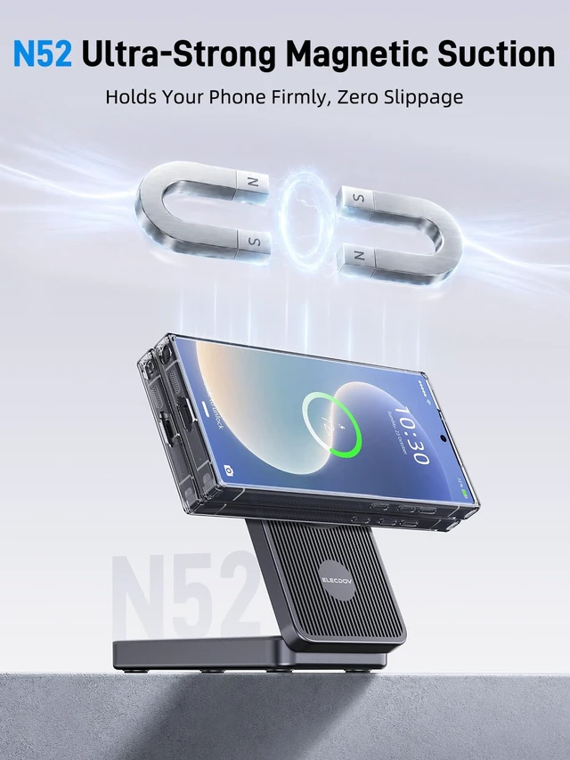 Alt view image 5 of 7 - 3 in 1 Wireless Charging Station for Samsung, Foldable Wireless Charger | ELECDOV Magnetic Wireless Charger for Galaxy S26/S25/Z Fold 7/Flip 7, Travel Watch Charger Stand for Galaxy Watch 8/Buds 4