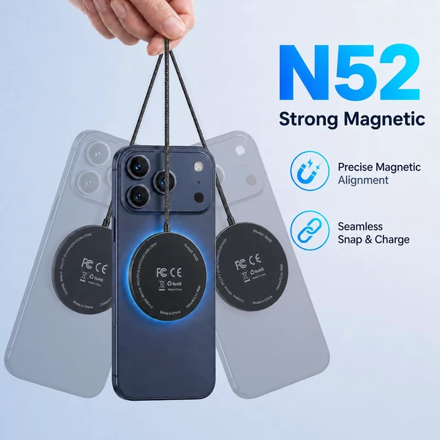 Alt view image 2 of 7 - MagSafe 25W Wireless Charger for iPhone Magnetic Fast Charging Pad | Wall Charger & 6ft USB C Cable for iPhone Duo/18/18 Pro/18 Pro Max//17Pro/17 Pro Max/16/15/14/13/12/AirPods