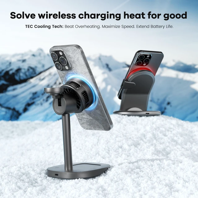 Alt view image 3 of 7 - Catmart 3-in-1 Wireless Charging Station, Qi2.2 25W Fast Charge with Cooling Fan (On/Off), for iPhone 1712/Apple Watch/AirPods, Includes 45W Adapter Great for Desk & Live Streaming