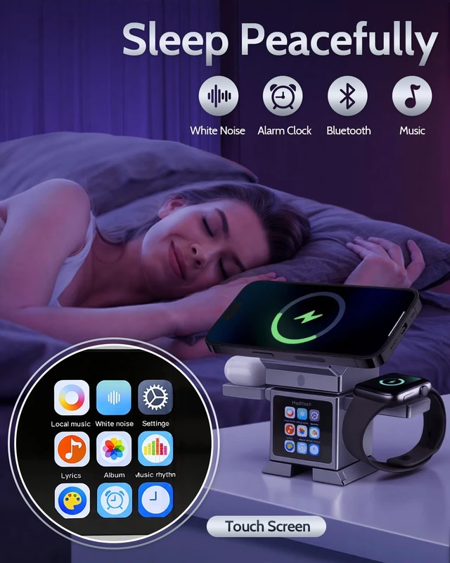 Alt view image 5 of 7 - ModiTech 7 in 1 Wireless Charging Station for Apple-25W Qi2.2 Certified | Magnetic Magsafe Charger Stand for iPhone 18/17/16/15/14/13/12 Series-Apple Watch-Airpods Series, Grey (45W Adapter Included)