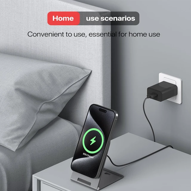 Alt view image 7 of 7 - JINPEI 25W Magnetic Wireless Charger Stand, Qi2-Certified for iPhone 17/17/17 Pro/17 Pro Max/15/14/13, Galaxy S23 S22 S21(No AC Adapter) JWC-010B