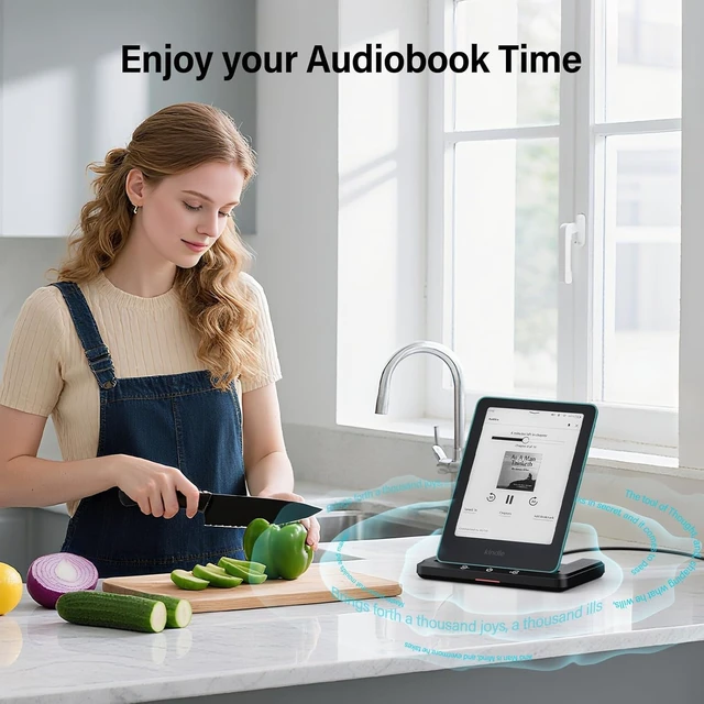 Alt view image 3 of 7 - Audiobook Speaker | Wireless Charging Dock for Kindle Signature Editions | Compatible with iPhone,Kindle Paperwhite Signature Editions(2022&2024), Kindle Colorsoft Signature Edition(32GB), Accessories