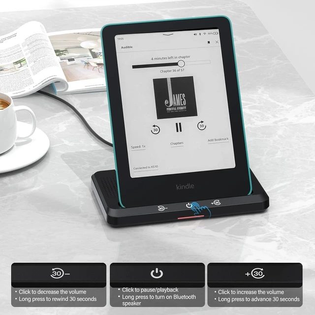 Alt view image 4 of 7 - Audiobook Speaker | Wireless Charging Dock for Kindle Signature Editions | Compatible with iPhone,Kindle Paperwhite Signature Editions(2022&2024), Kindle Colorsoft Signature Edition(32GB), Accessories