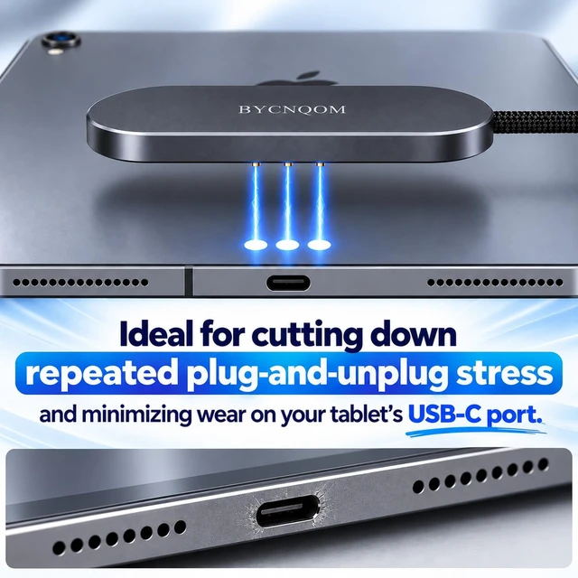 Alt view image 3 of 6 - Magnetic Wireless Charger for iPad Pro Smart Connector Charging 13-inch M4(2024)&M5(2025) for ipad Wireless Charger Pad,35W Max Output 4.92ft USB-C Cable(Not Adapter)