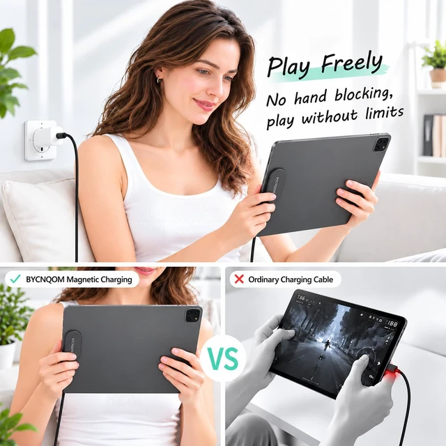 Alt view image 4 of 6 - Magnetic Wireless Charger for iPad Pro Smart Connector Charging 13-inch M4(2024)&M5(2025) for ipad Wireless Charger Pad,35W Max Output 4.92ft USB-C Cable(Not Adapter)