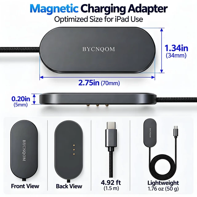 Alt view image 6 of 6 - Magnetic Wireless Charger for iPad Pro Smart Connector Charging 13-inch M4(2024)&M5(2025) for ipad Wireless Charger Pad,35W Max Output 4.92ft USB-C Cable(Not Adapter)