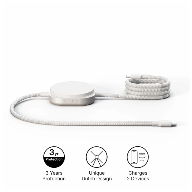 Alt view image 2 of 7 - ZENS MagSafe Charger USB-C Cable for MacBook and iPhone, Qi2 15W Wireless Charging Cable, Requires 65W+ Adapter, Not Included, Cable Pro 2, iPhone 18/17/16/15/14/13/12, 4.9 ft, White