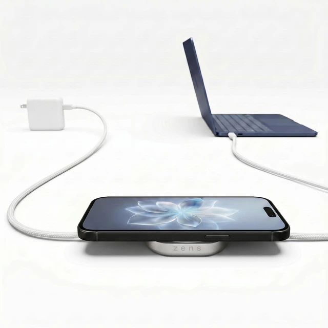 Main image of ZENS MagSafe Charger USB-C Cable for MacBook and iPhone, Qi2 15W Wireless Charging Cable, Requires 65W+ Adapter, Not Included, Cable Pro 2, iPhone 18/17/16/15/14/13/12, 4.9 ft, White