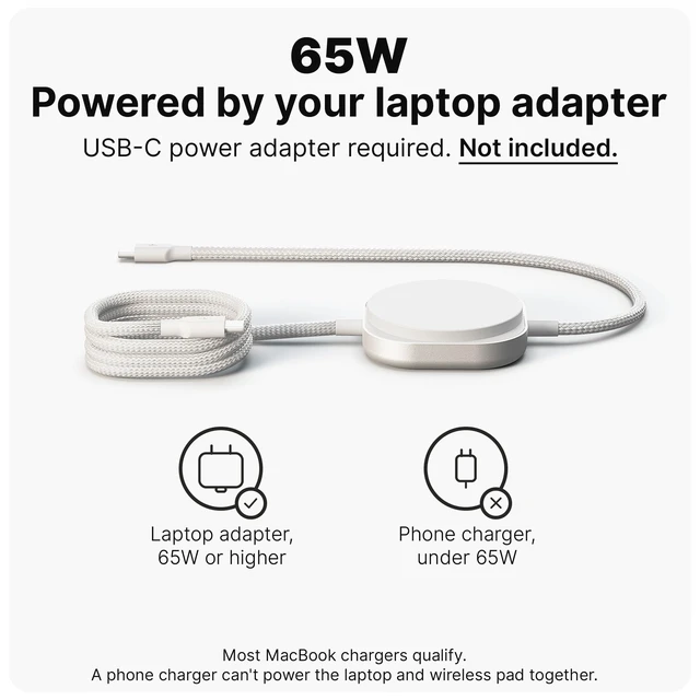 Alt view image 3 of 7 - ZENS MagSafe Charger USB-C Cable for MacBook and iPhone, Qi2 15W Wireless Charging Cable, Requires 65W+ Adapter, Not Included, Cable Pro 2, iPhone 18/17/16/15/14/13/12, 4.9 ft, White