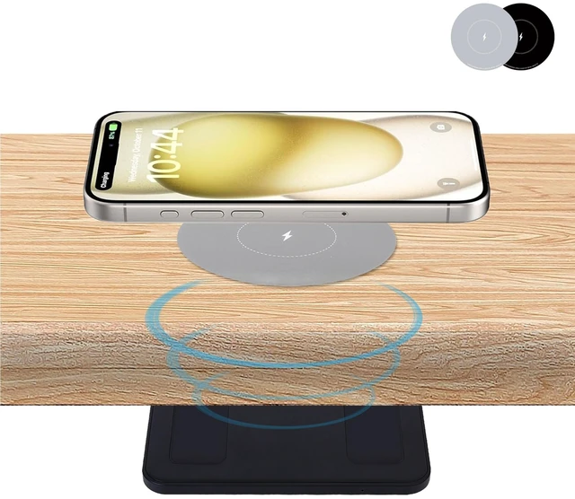 Main image of 2-inch (50mm) NiiTTER Invisible Wireless Charger, Under Desk Wireless Charger, Under Counter Wireless Charging for iPhone 17/16/15/14/13/12/Wireless Phones(Adapter Included)