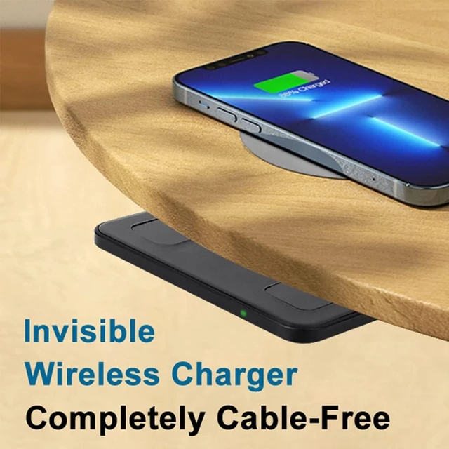 Alt view image 4 of 6 - 2-inch (50mm) NiiTTER Invisible Wireless Charger, Under Desk Wireless Charger, Under Counter Wireless Charging for iPhone 17/16/15/14/13/12/Wireless Phones(Adapter Included)