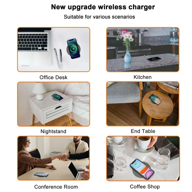 Alt view image 5 of 6 - 2-inch (50mm) NiiTTER Invisible Wireless Charger, Under Desk Wireless Charger, Under Counter Wireless Charging for iPhone 17/16/15/14/13/12/Wireless Phones(Adapter Included)