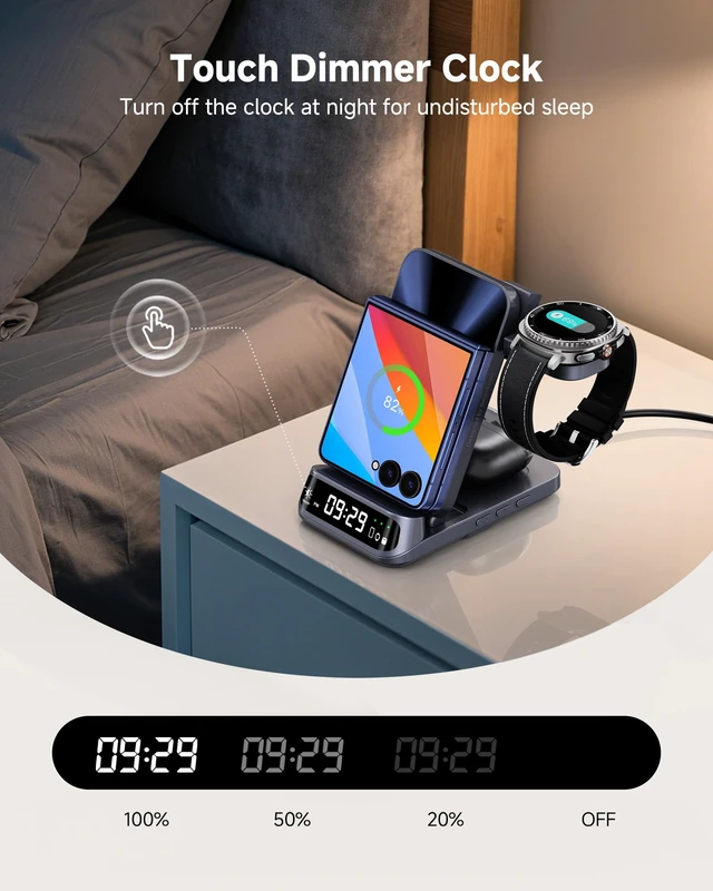 Alt view image 3 of 7 - SwanScout 3 in 1 Wireless Charger for Z Flip 8/7/7 FE/6/5, for Galaxy Watch | for Samsung Watch (Not for Watch 9/Ultra 2), Wireless Charging Station for Galaxy Z Flip, SwanScout 708F, NO Adapter