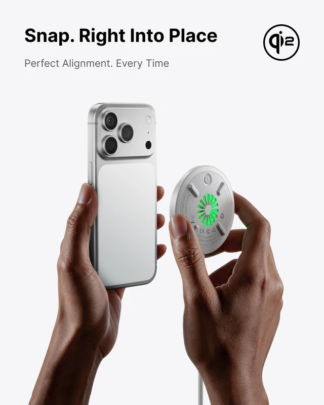 Alt view image 4 of 7 - INIU Magnetic Wireless Charger, Qi2 15W Fast Charging Pad Travel Charger | MagSafe-Compatible, with LED Light, Cooling Fan, Smart Protection for iPhone 18-12 Series, AirPods 4-2(20W Adapter Included)