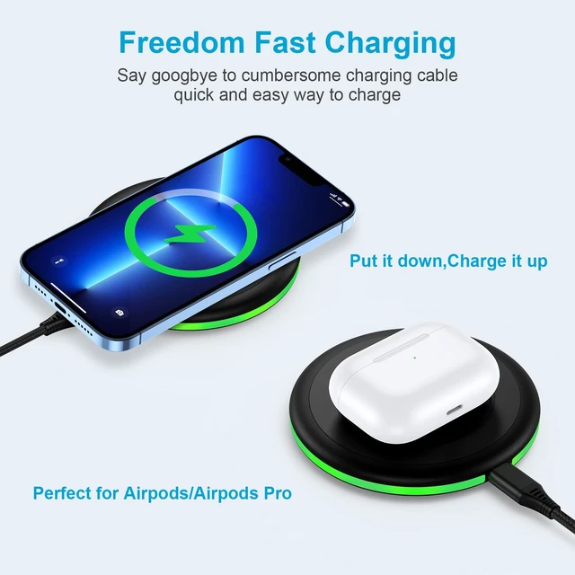Alt view image 5 of 7 - Wireless Charger for Samsung,15W Fast Wireless Charging Pad with QC Adapter Charger Mat for Galaxy S26/S25 Ultra/S25 FE/S24 Ultra/S23/Z Flip7 Pixel 10/9/9 Pro XL/Fold iPhone 17/16e/16/15/14/13 Pro Max