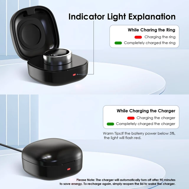 Alt view image 5 of 7 - WONJOY Wireless Charging Case Compatible with Oura Ring Gen3 Charger - Size 10 - Portable Travel Charging Box for Smart Ring (10)