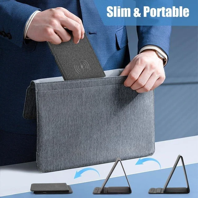 Alt view image 3 of 6 - Portable Phone Holder Wireless Charger Foldable Phone Charger 15W Fast Mini Wireless Charging Compatible with iPhone 15 14 13 12 Pro XS 8 Plus Samsung Galaxy S23 S22 S21 Note 20 etc.