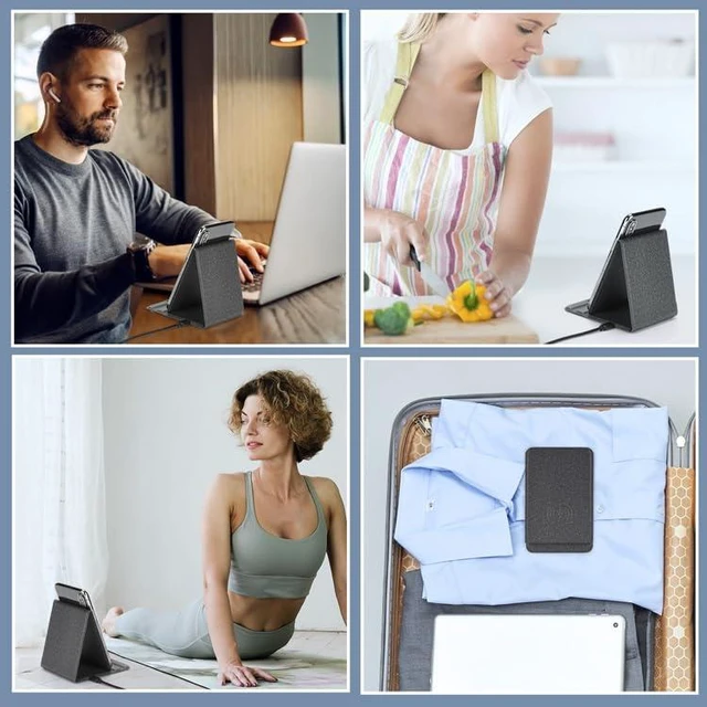 Alt view image 6 of 6 - Portable Phone Holder Wireless Charger Foldable Phone Charger 15W Fast Mini Wireless Charging Compatible with iPhone 15 14 13 12 Pro XS 8 Plus Samsung Galaxy S23 S22 S21 Note 20 etc.