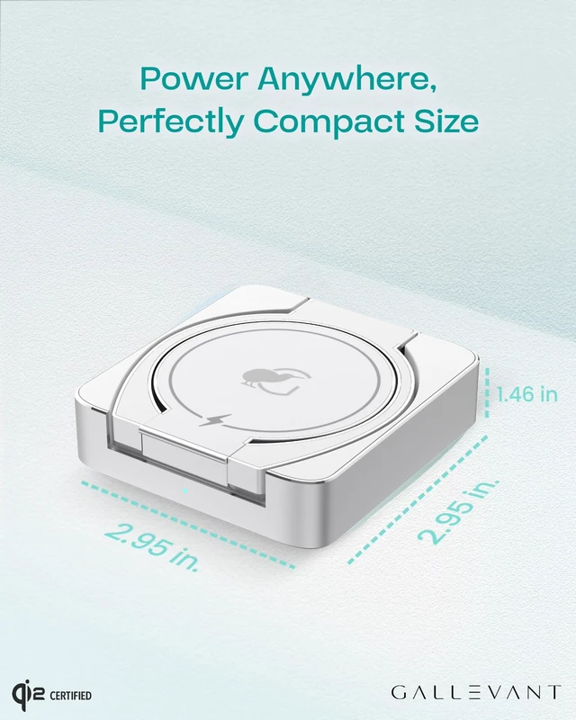 Alt view image 2 of 7 - Gallevant 3-1 Wireless Charger Stand - Wireless-Compatible. Qi2 Certified, 15W Foldable, Compatible with iPhone 16/15/14, Apple Watch Series 9 & Older, Earbuds Charger (White)