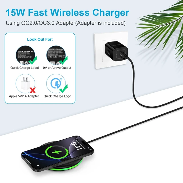 Alt view image 2 of 7 - 15W Samsung S26 Ultra Fast Wireless Charging Pad for Galaxy S26 S25 Ultra Android Wireless Charger with QC Adapter for iPhone 17e 16e 17 16 15 Pro Max Pixel 10a/10/9/9 Pro/9 Pro XL/Fold/8a/8 Pro/8/7a