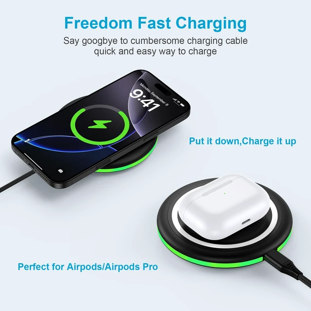 Alt view image 5 of 7 - 15W Samsung S26 Ultra Fast Wireless Charging Pad for Galaxy S26 S25 Ultra Android Wireless Charger with QC Adapter for iPhone 17e 16e 17 16 15 Pro Max Pixel 10a/10/9/9 Pro/9 Pro XL/Fold/8a/8 Pro/8/7a
