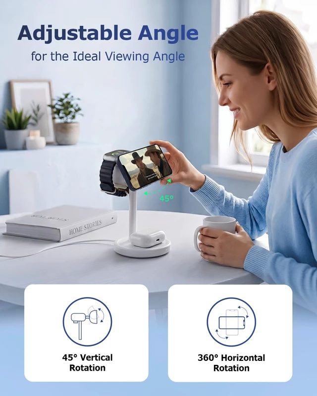 Alt view image 5 of 7 - Korvalo Qi2.2 25W 3 in 1 Wireless Charging Station with Light for Apple | Magnetic MagSafe Charger Stand with TEC Cooling and Fan for iPhone 17-12, Apple Watch, AirPods Series, 45W Adapter
