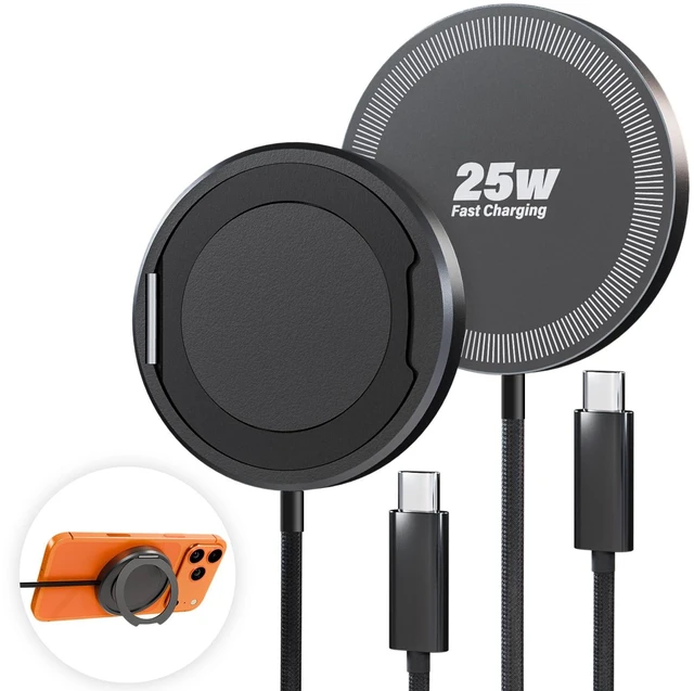 Main image of 2Pack Magnetic Wireless iPhone Charger Fast Phone Charger with Kickstand, 6FT 25W Fast Phone Charging Pad Wireless Magnetic Charge for iPhone 17/17Air/16 Pro Max/16 Plus/15 Pro Max Black