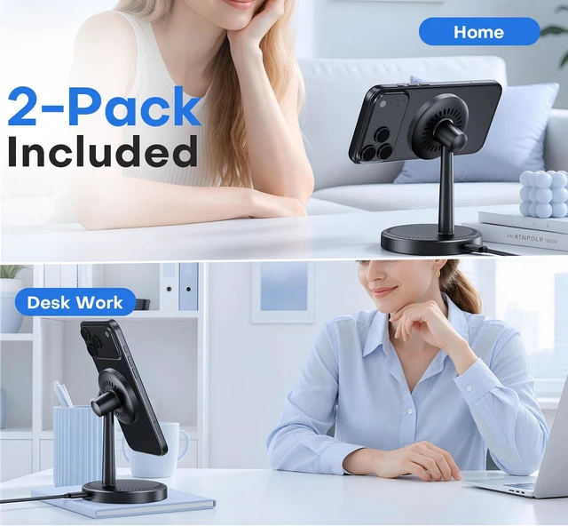 Alt view image 2 of 7 - 2-Pack Magnetic Wireless Charger for iPhone 18/17/16/15/14/13/12 Series | 15W Fast Magnetic Wireless Charging Stand for iPhone18 Pro/Pro Max/Duo /iPhone 17/16/15/14/13/12 Series and AirPods
