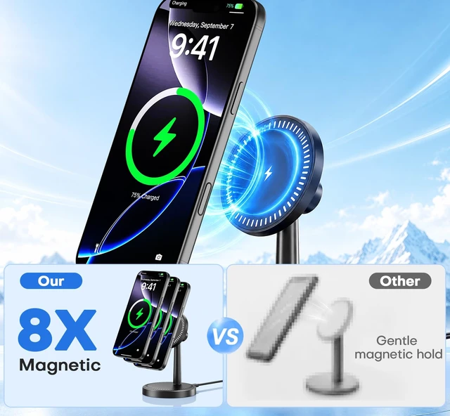 Alt view image 5 of 7 - 2-Pack Magnetic Wireless Charger for iPhone 18/17/16/15/14/13/12 Series | 15W Fast Magnetic Wireless Charging Stand for iPhone18 Pro/Pro Max/Duo /iPhone 17/16/15/14/13/12 Series and AirPods