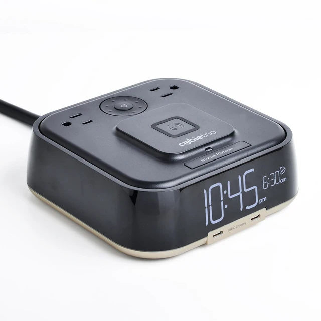 Main image of Brandstand CubieTrio | Magnetic Wireless Charging Alarm Clock with Outlets and USB-C Ports