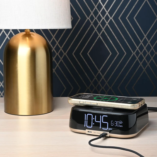 Alt view image 5 of 7 - Brandstand CubieTrio | Magnetic Wireless Charging Alarm Clock with Outlets and USB-C Ports