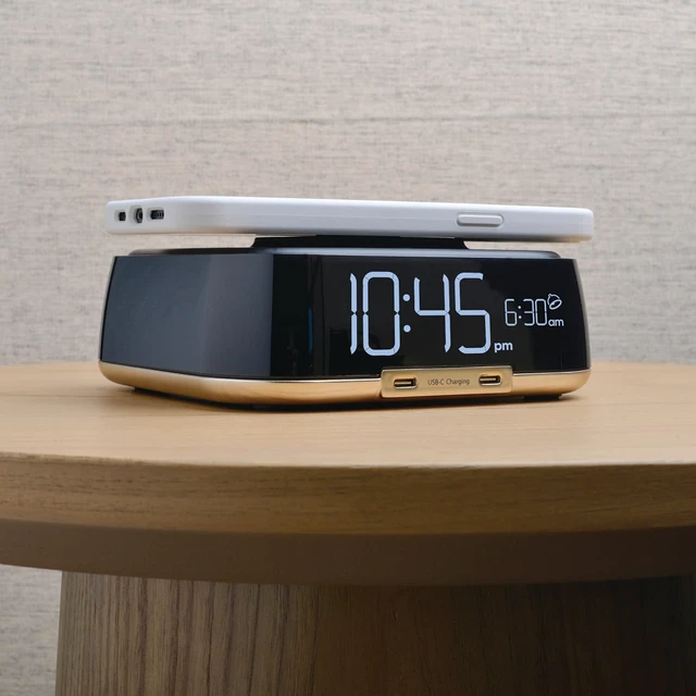 Alt view image 4 of 7 - Brandstand CubieTrio | Magnetic Wireless Charging Alarm Clock with Outlets and USB-C Ports