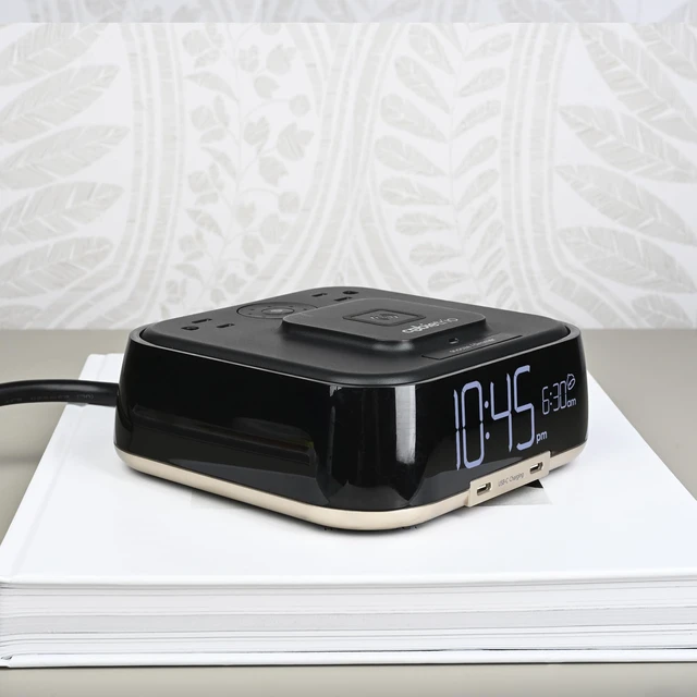 Alt view image 6 of 7 - Brandstand CubieTrio | Magnetic Wireless Charging Alarm Clock with Outlets and USB-C Ports