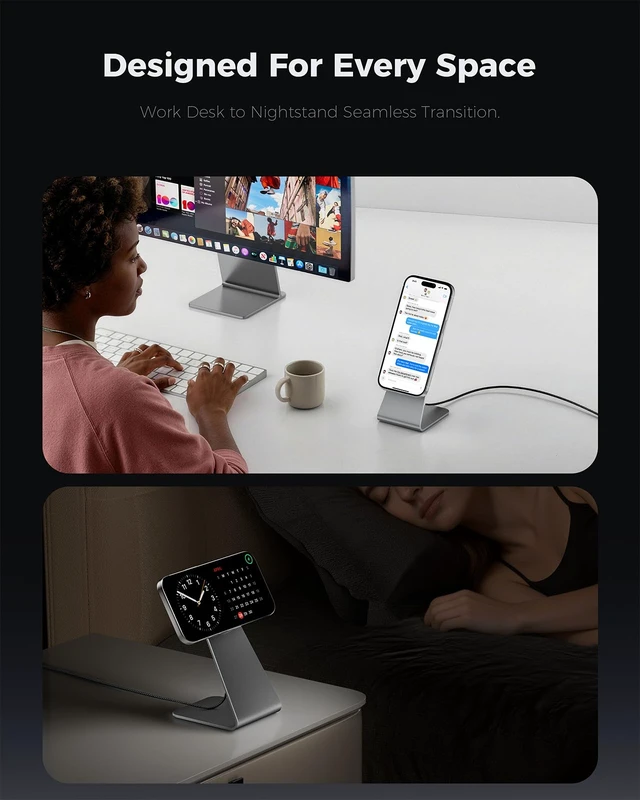 Alt view image 5 of 7 - GOWATT 25W Qi2.2 Magnetic Charger Stand MagSafe Compatible for iPhone | 360° Rotating Magnetic Design, Portrait & Landscape Viewing, Strong Hold, Aluminum Desktop Stand, Hands-Free Use, Pixelsnap