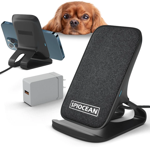 Main image of SPIOCEAN Fast Wireless Charger, Qi-Certified 10W Max Wireless Charging Stand Compatible with iPhone 16/15/14/13/12/11 Max/Pro/Mini/SE 2022, Samsung Galaxy S22/S21/S20/S10/S9/Note 20, with QC3 Adapter