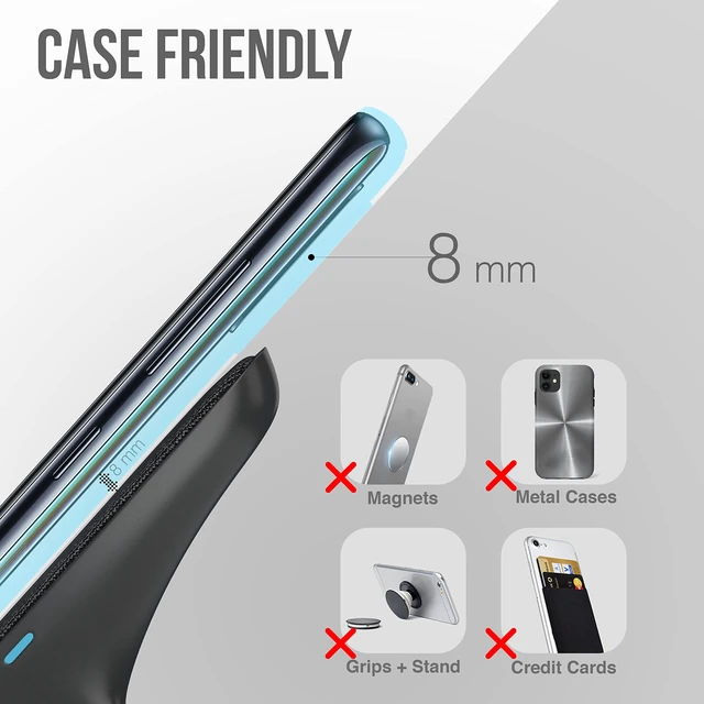 Alt view image 6 of 7 - SPIOCEAN Fast Wireless Charger, Qi-Certified 10W Max Wireless Charging Stand Compatible with iPhone 16/15/14/13/12/11 Max/Pro/Mini/SE 2022, Samsung Galaxy S22/S21/S20/S10/S9/Note 20, with QC3 Adapter