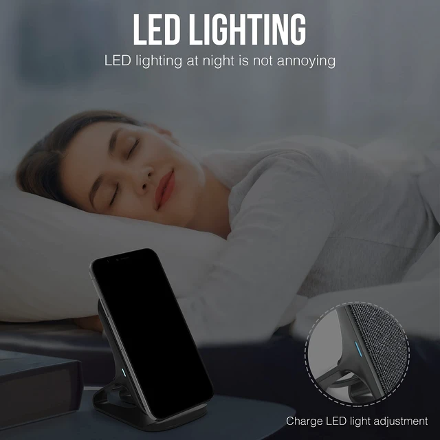 Alt view image 7 of 7 - SPIOCEAN Fast Wireless Charger, Qi-Certified 10W Max Wireless Charging Stand Compatible with iPhone 16/15/14/13/12/11 Max/Pro/Mini/SE 2022, Samsung Galaxy S22/S21/S20/S10/S9/Note 20, with QC3 Adapter