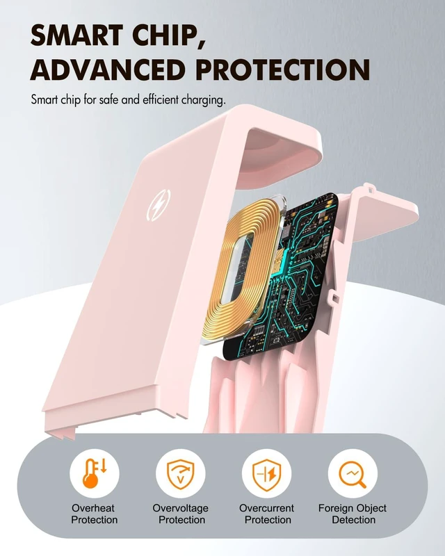Alt view image 4 of 7 - Wireless Charger for Samsung, 3-in-1 Android Charging Station | Phone and Watch Charger for Samsung S26/S25/S24/S23/S22, Note 20/10, Z Fold 6/5, Galaxy Buds, Galaxy Watch-Pink