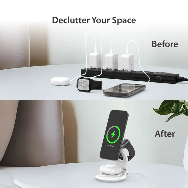 Alt view image 3 of 7 - j5create Qi2 3-in-1 Magnetic Foldable Wireless Charging Station (JUPW3415)